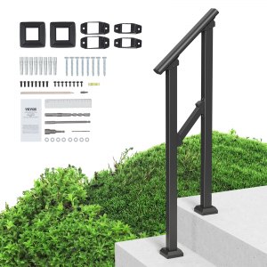 VEVOR Handrails for Outdoor Steps, 1-2 Step Stair Hand Rail Kit ...