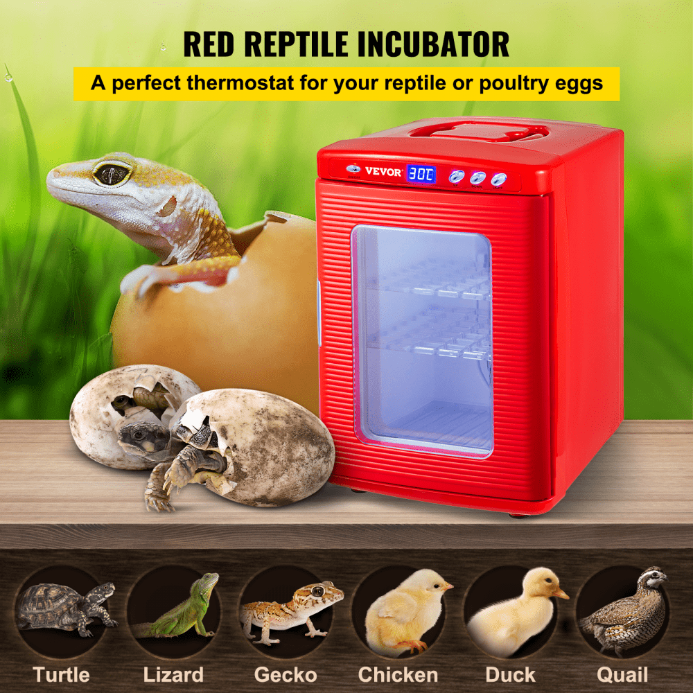 VEVOR Red Reptile Incubator 25L Scientific Lab Incubator Digital Incubator Cooling and Heating 5