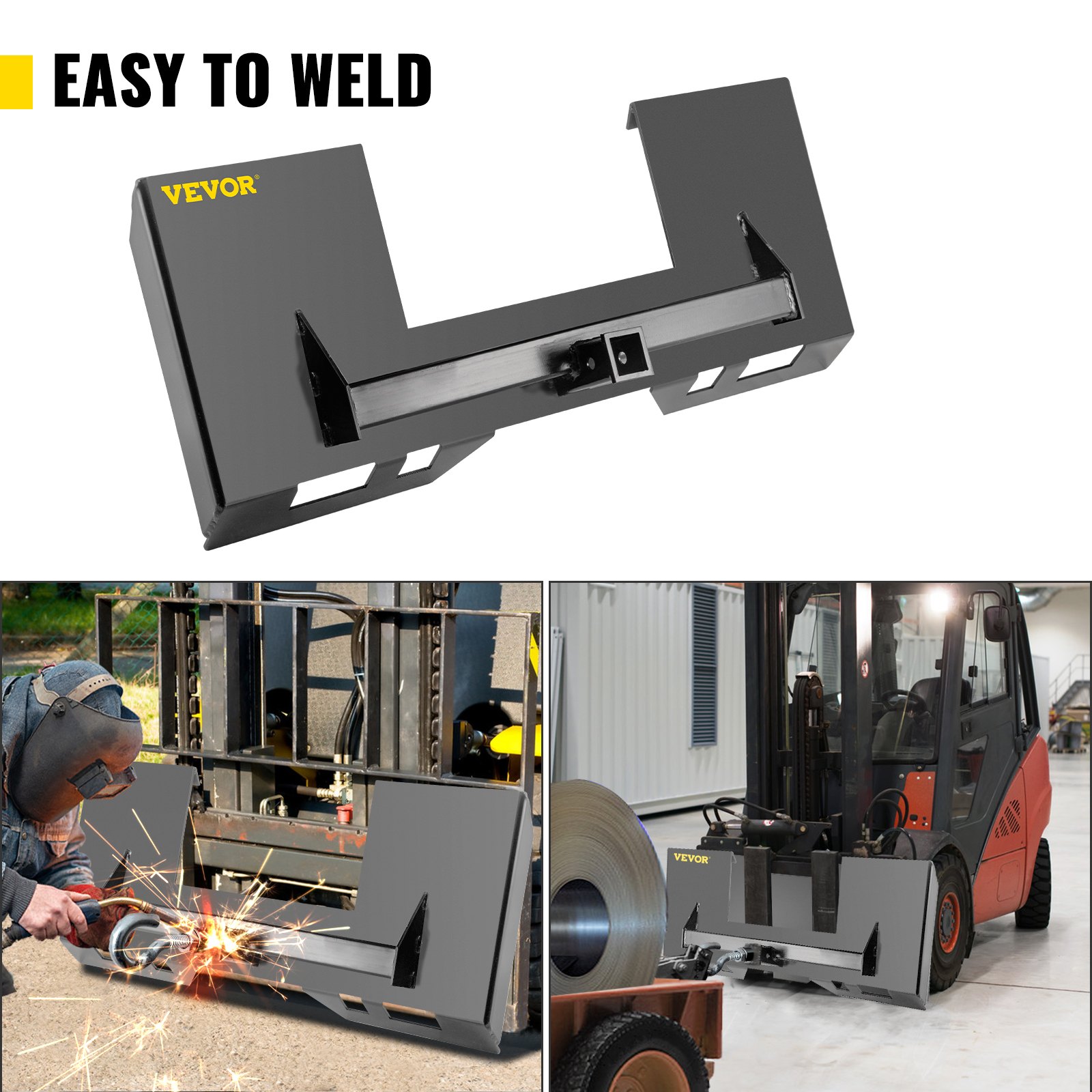 VEVOR Universal Skid Steer Mount Plate 1/4" Thick Skid Steer Plate Attachment 3000LBS Weight