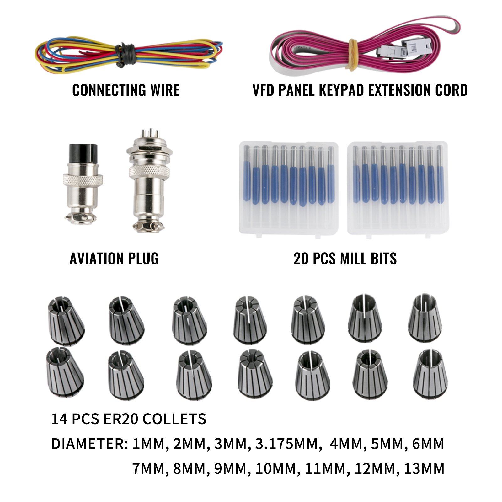 VEVOR CNC Spindle Motor Kits Air Cooled Spindle Motor 220V VFD 2.2KW ...