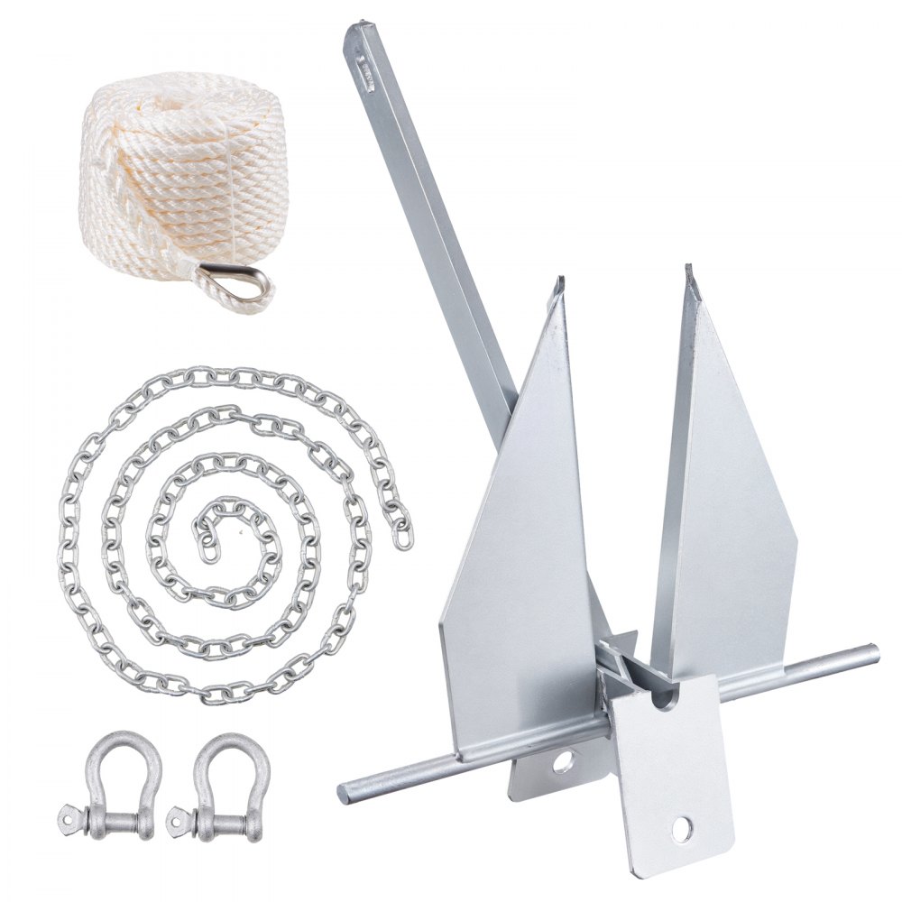 VEVOR Fluke Style Anchor Kit, 8.5 LBS Hot-Dipped Galvanized Steel Fluke ...