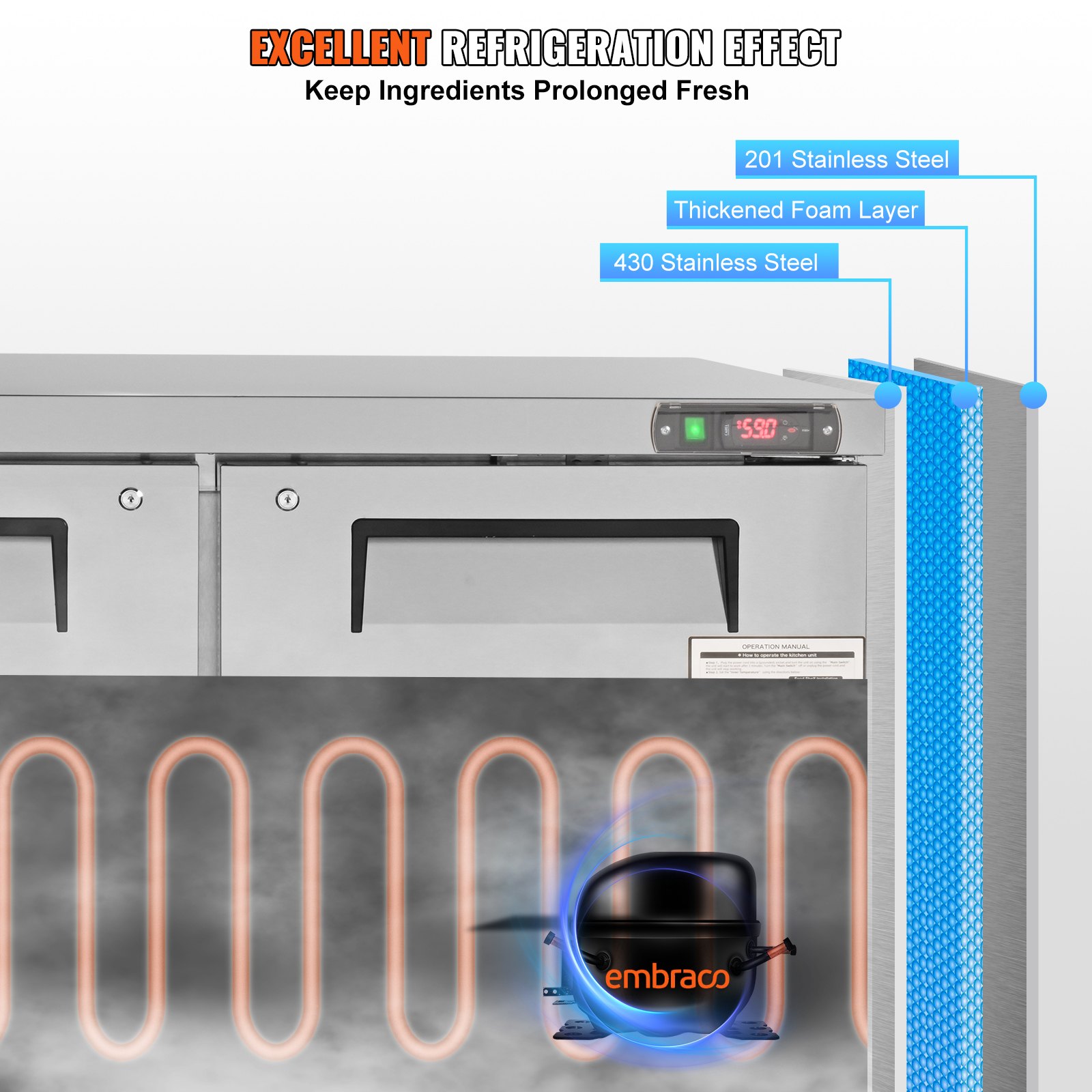 VEVOR Commercial Refrigerator, 48