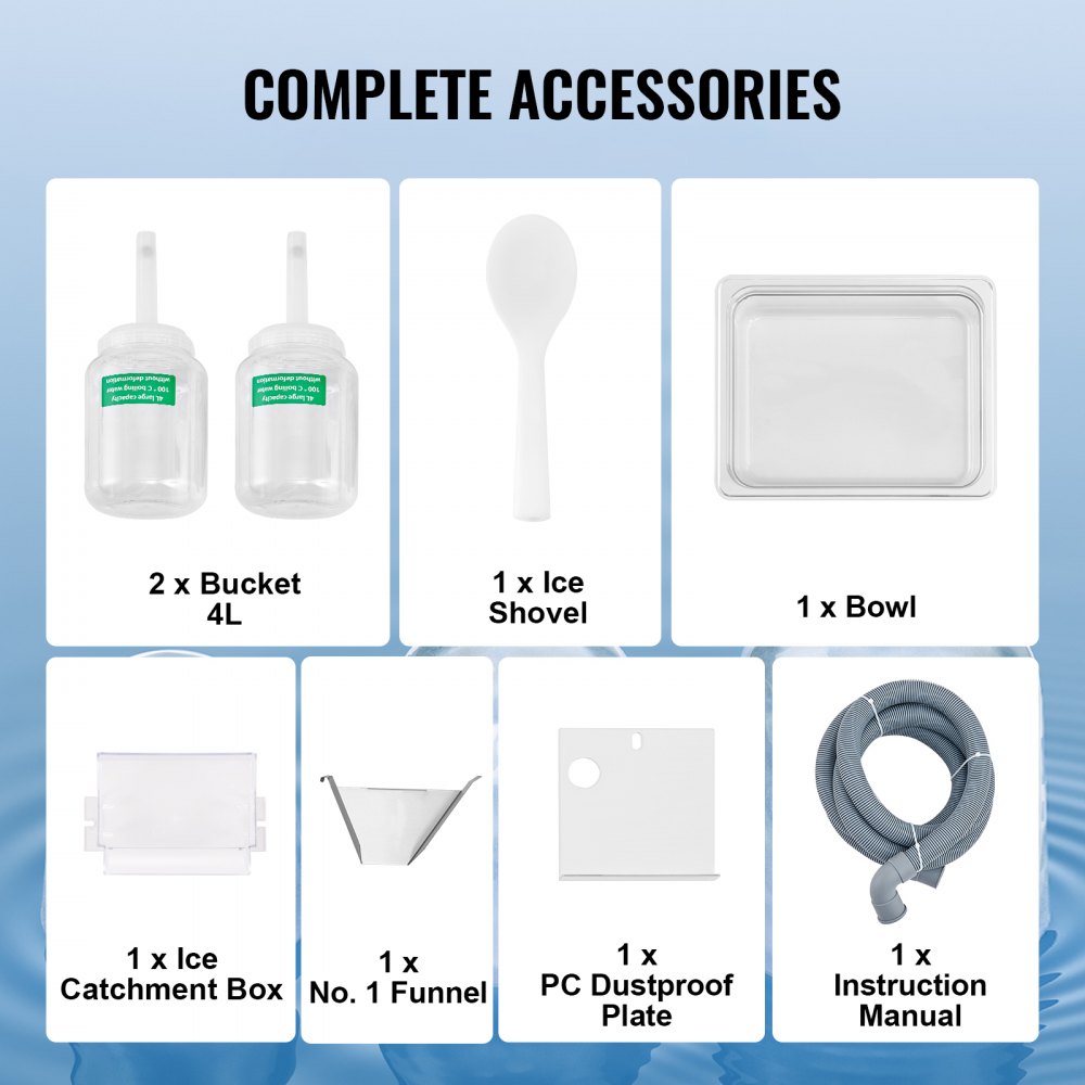 Komerční výrobník ledu VEVOR, výrobník ledu s vločkami 573 liber/24 hodin, stroj na výrobu ledu z nerezové oceli, elektrický výrobník sněhového kornoutu, systém chlazení vzduchem pro rychlý odvod tepla, pro pekárny, kavárny - miniatura 6