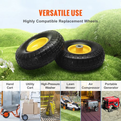 VEVOR Solid Rubber Wheels 10” Flat Free