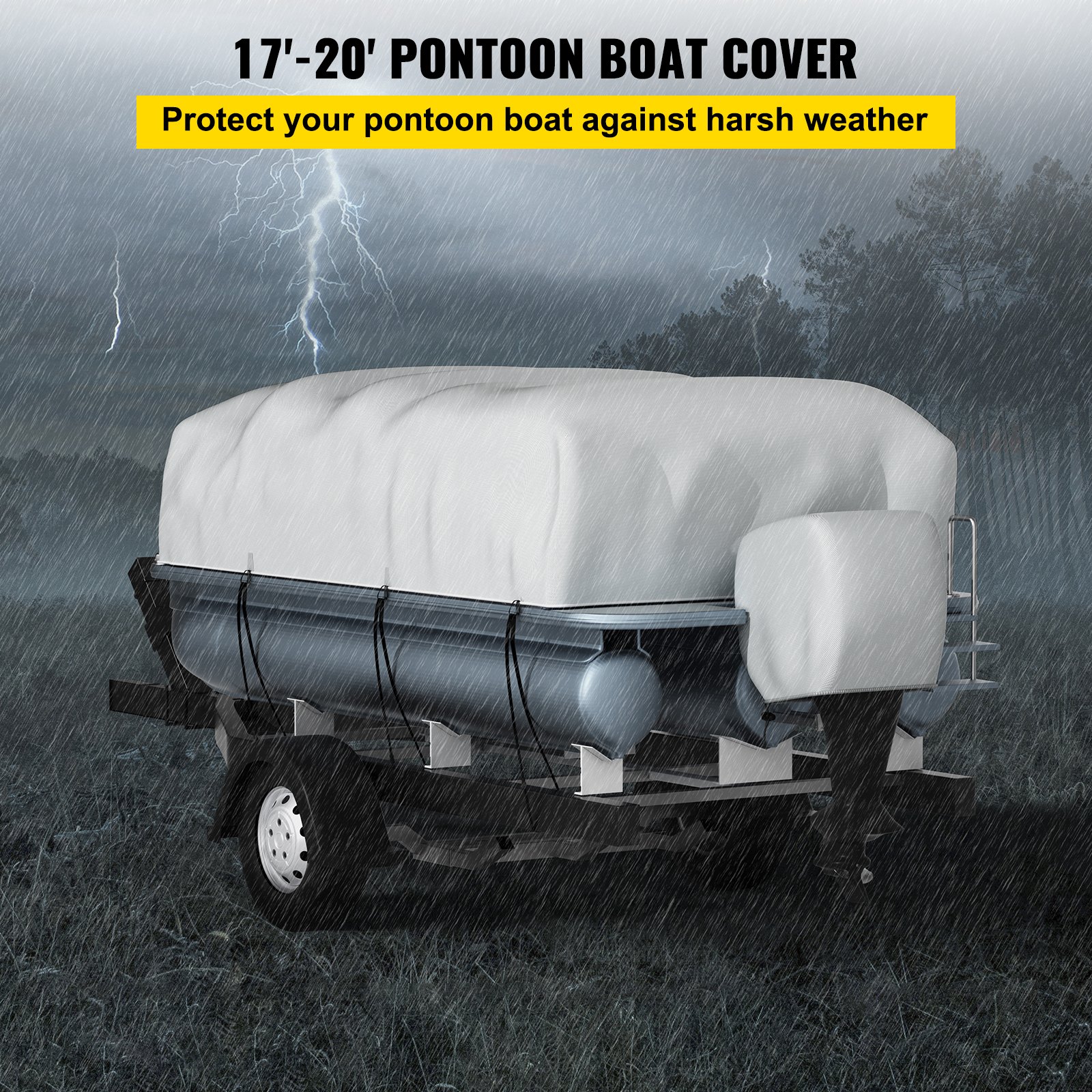 VEVOR Pontoon Boat Cover, Fit for 17'20' Boat, Heavy Duty 600D Marine