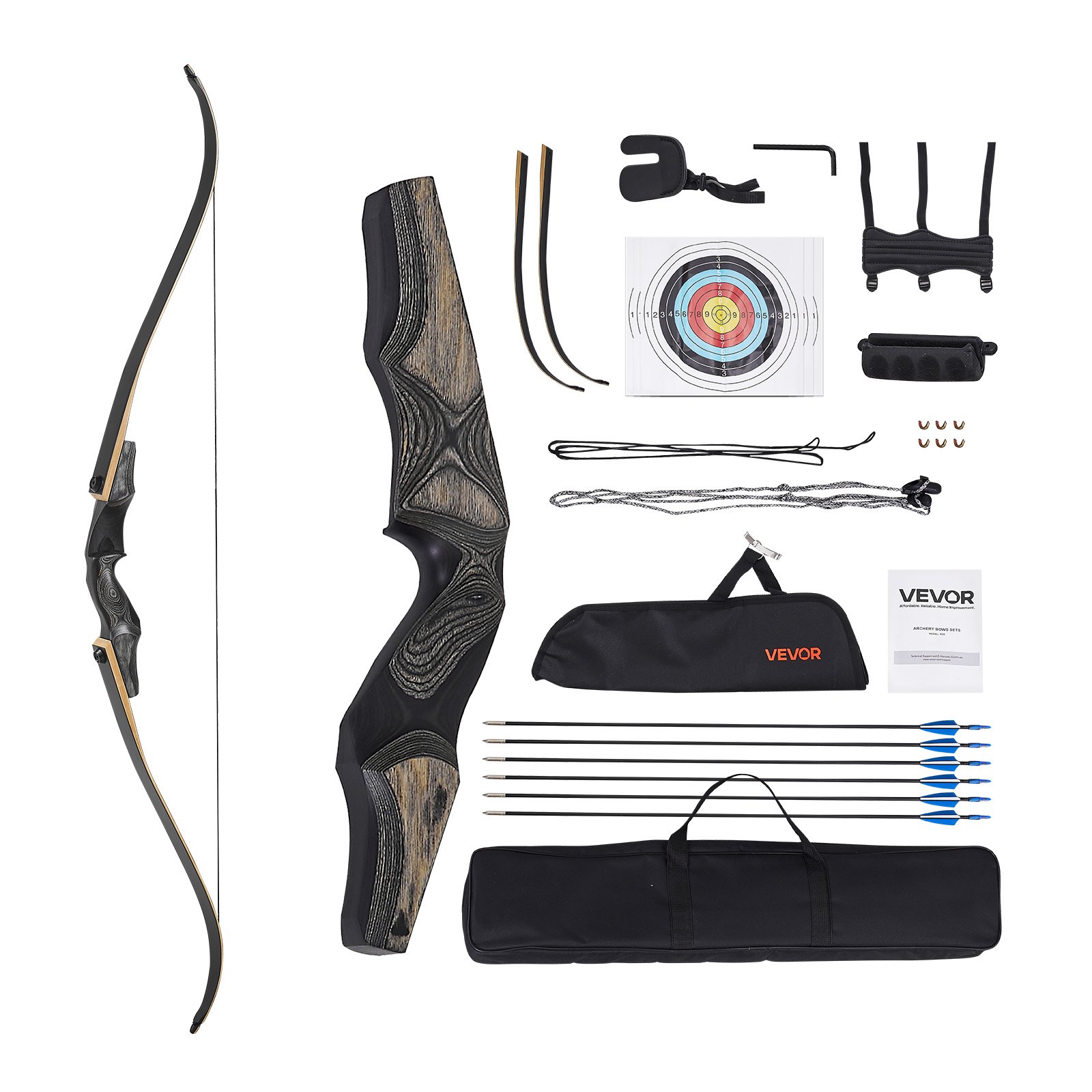 VEVOR Recurve Bow Kit – 60 Inch, 15-Piece Archery Kit