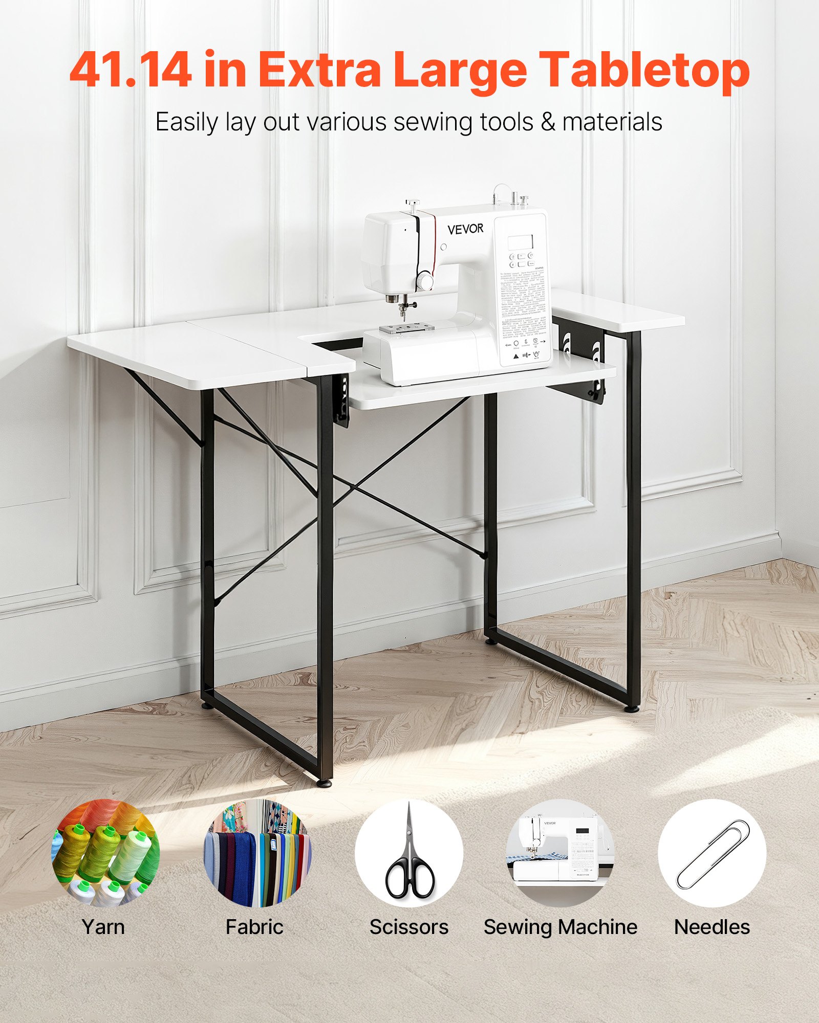 Swiving Table VEVOR Sewing Table, Multipurpose Sewing Machine Table with Foldable ...