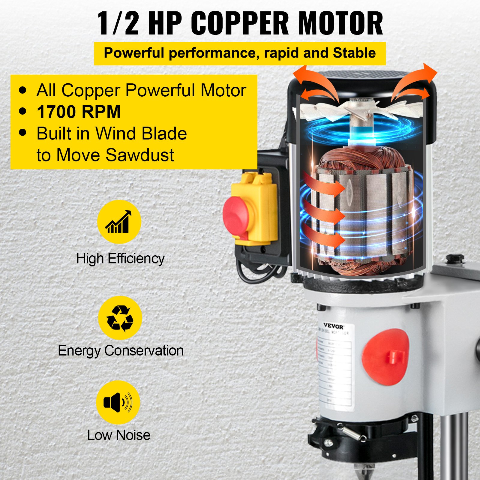 VEVOR Woodworking Mortise Machine, 3/4 HP 3400RPM Powermatic Mortiser ...
