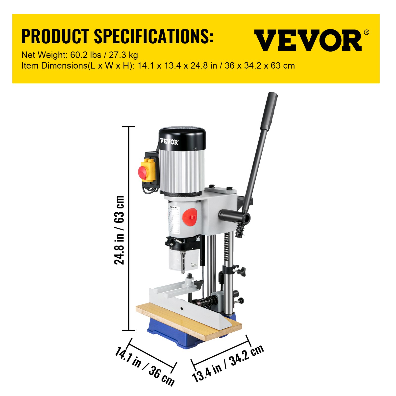 VEVOR Woodworking Mortise Machine, 3/4 HP 3400RPM Powermatic Mortiser