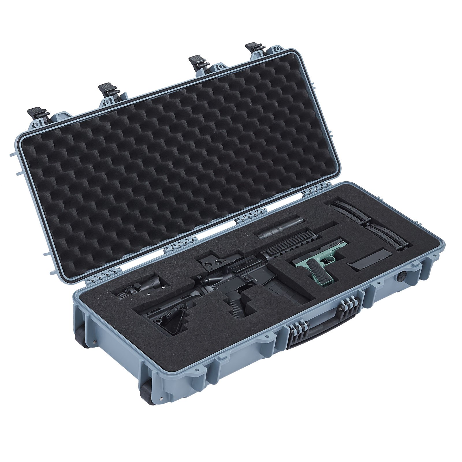 VEVOR Hard Rifle Case, Lockable Rifle Case with 4 Layers Pre-cut Foams ...