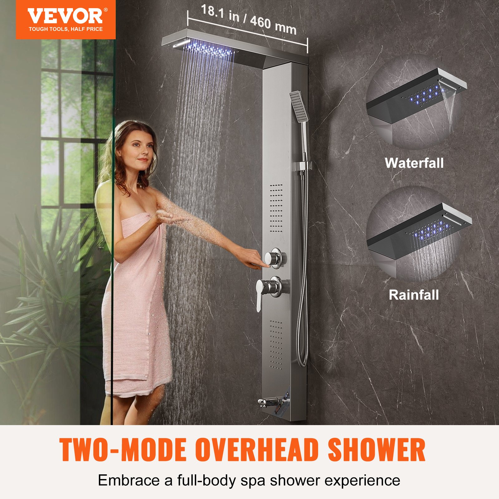 Led Shower Panel Led System VEVOR Shower Panel System, 5 Shower Modes, LED Shower Panel Tower ...