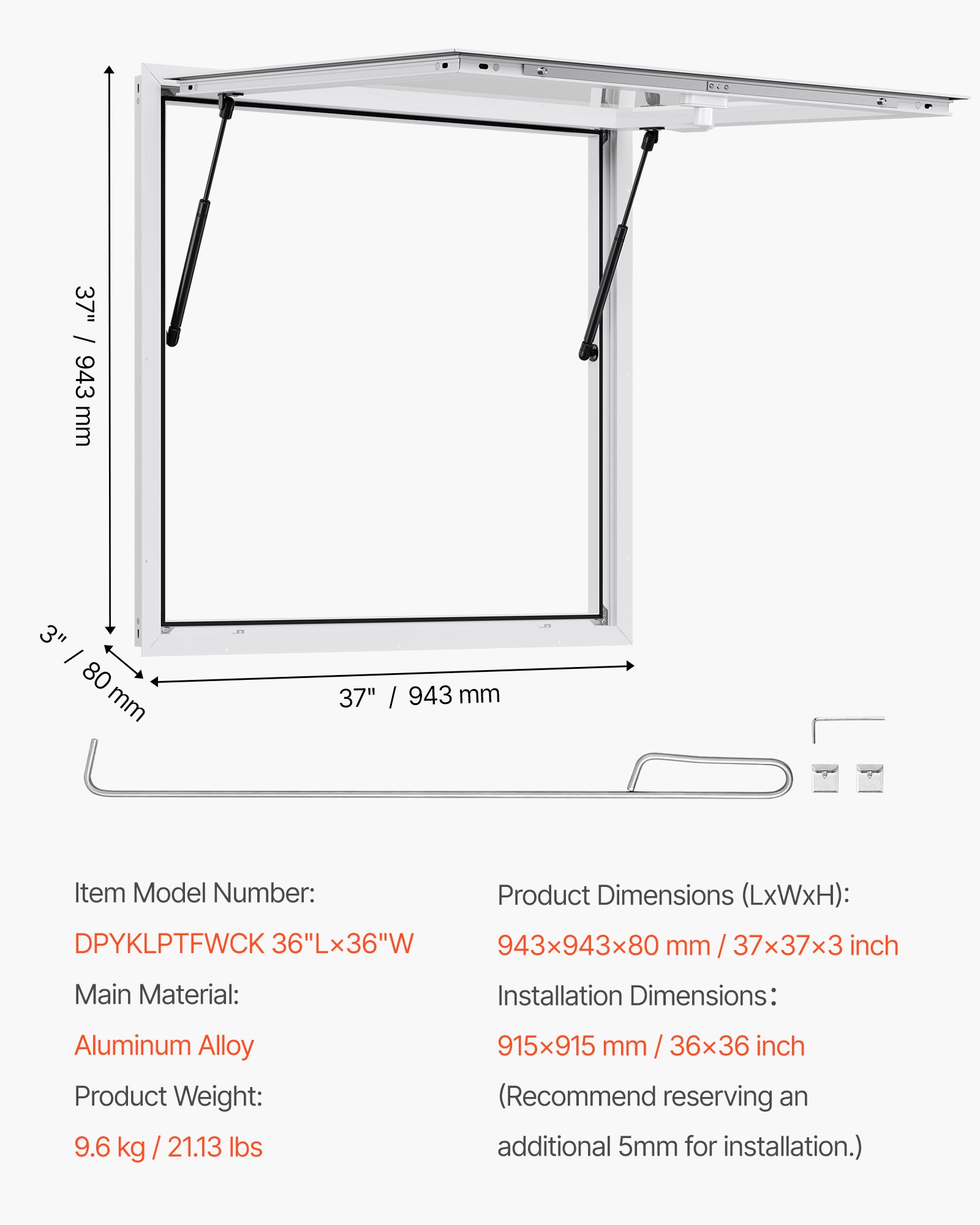 VEVOR Concession Windows for Trailers – 36 × 36 in.