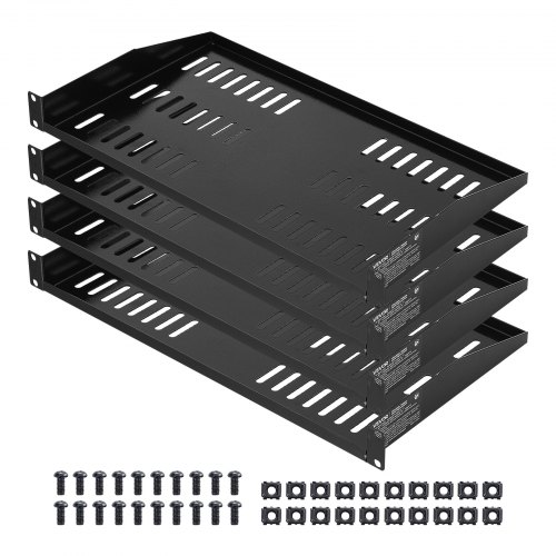 VEVOR 1U Server Rack Shelf, 4 PCS, 50 lbs Max Load-Bearing Vented