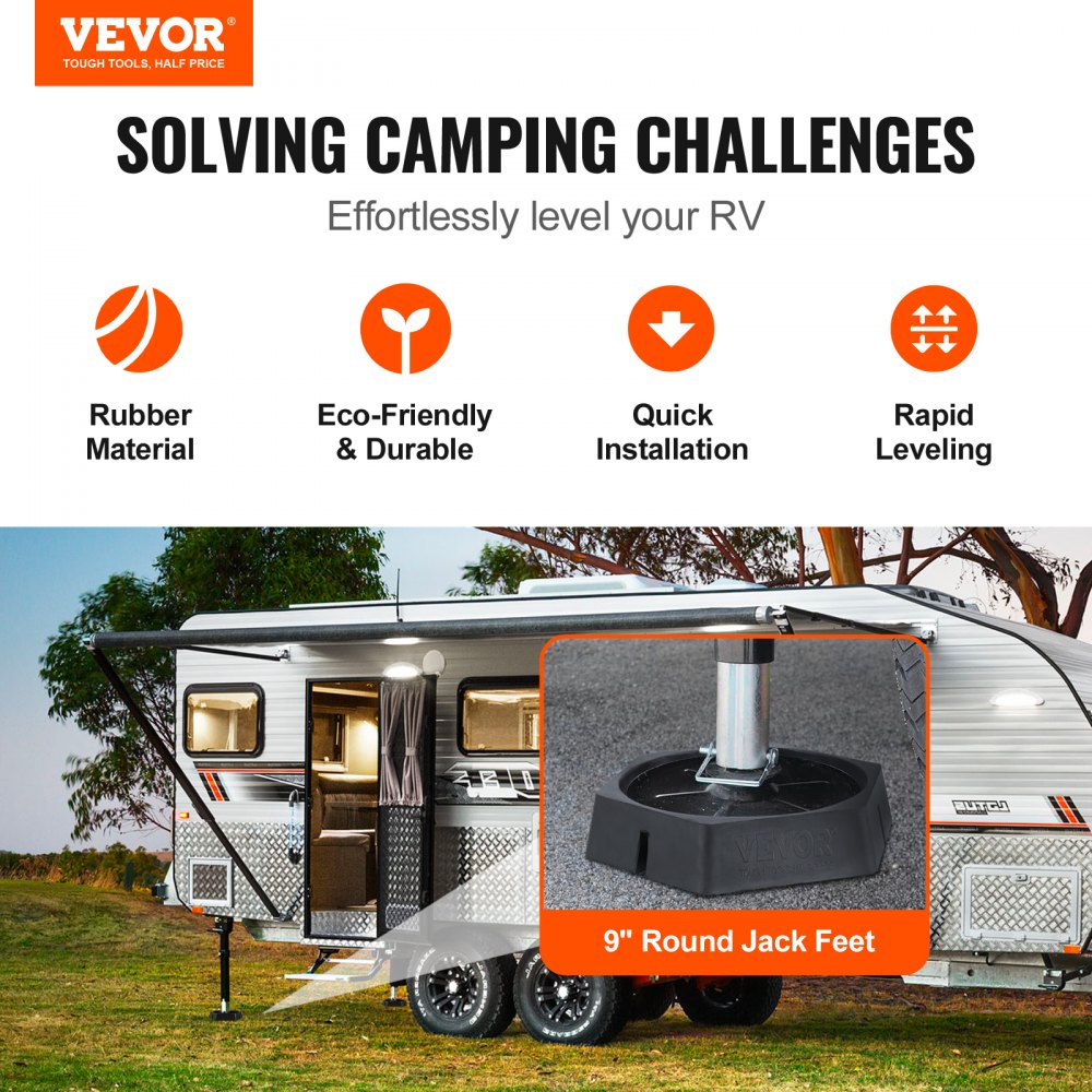 VEVOR RV Leveling Pads, 9 Inch Round Landing Feet, Permanent Attached ...