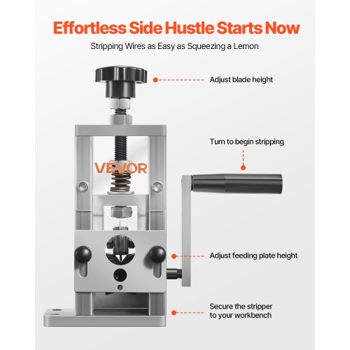 VEVOR Hand Crank Wire Stripping Machine – 0.06-1 in Range