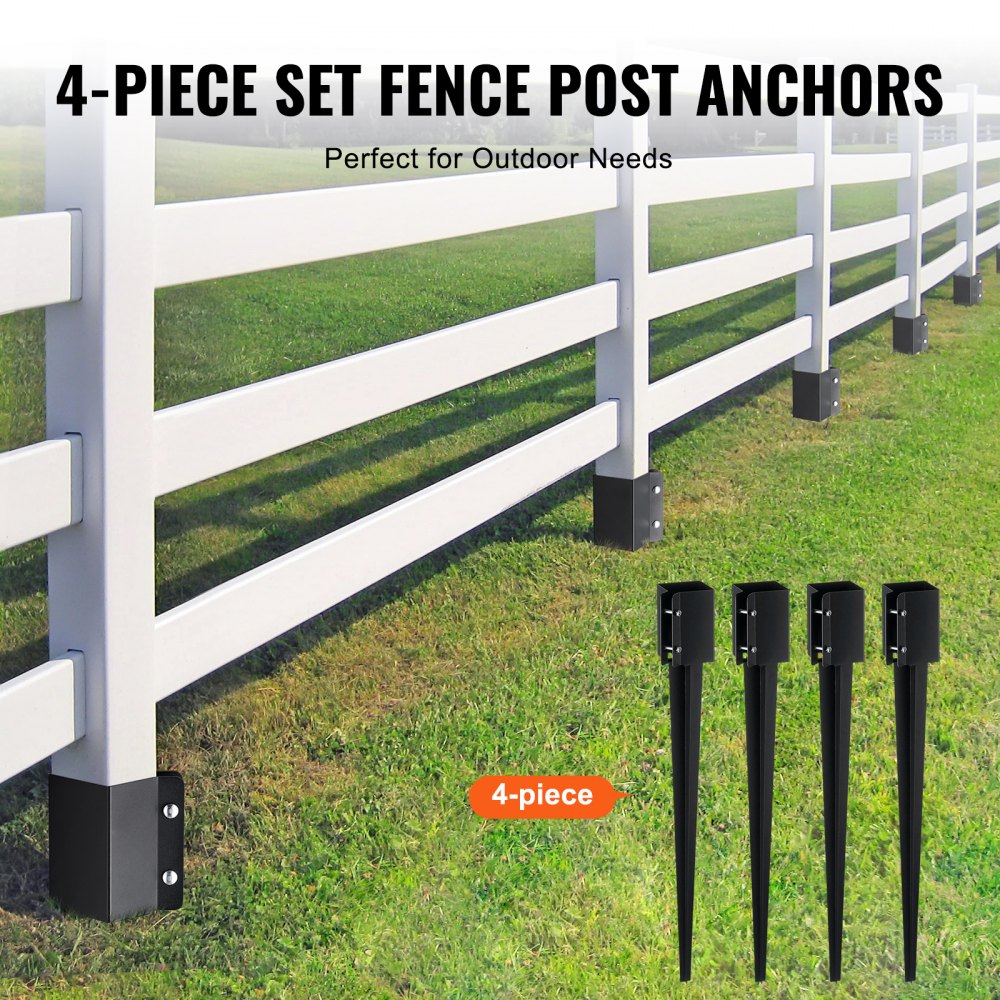 VEVOR Fence Post Anchor Ground Spike 4 Pack 36 X 4 X 4 Inches Outer VEVOR Fence Post Anchor Ground Spike 4 Pack 36 X 4 X 4 Inches Outer