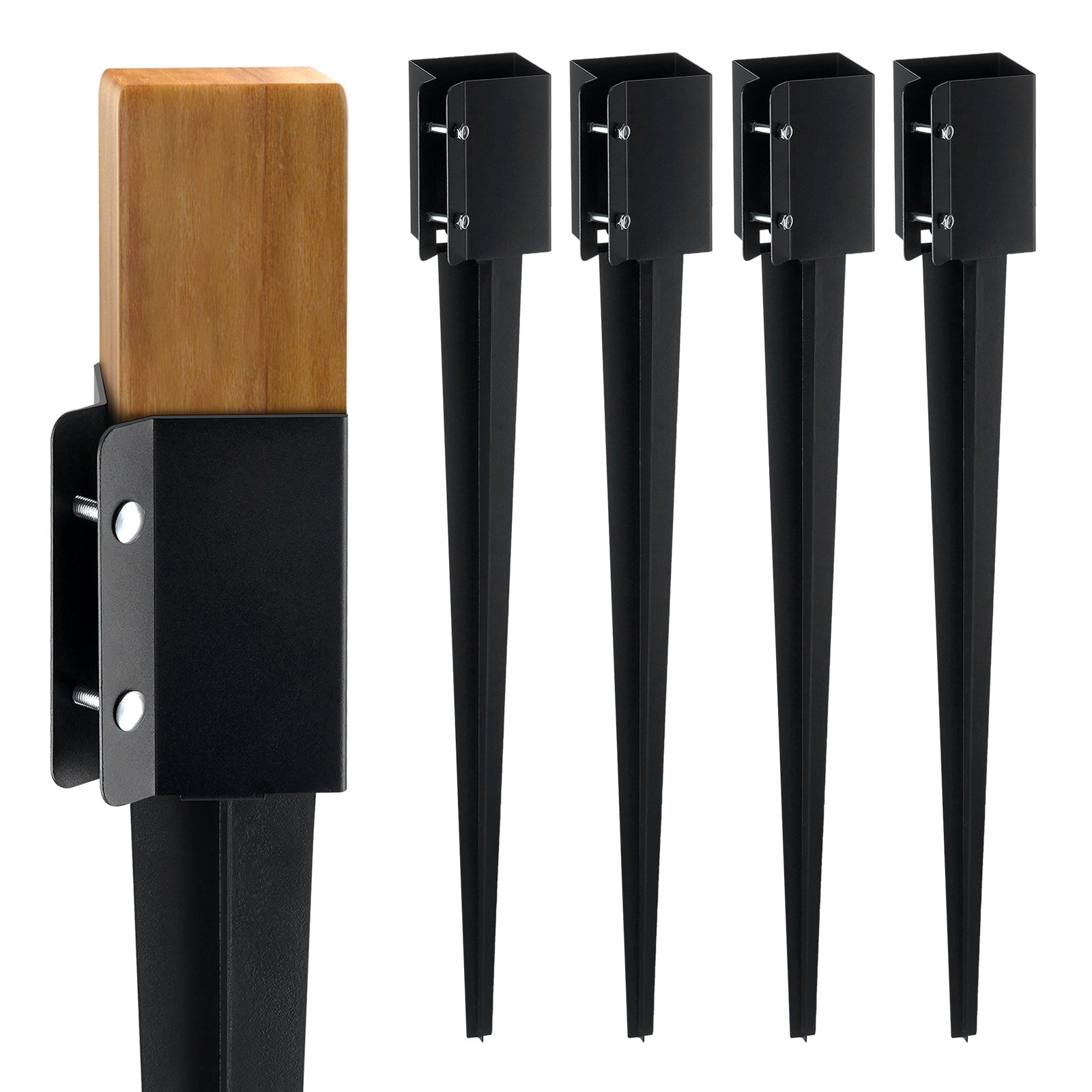 VEVOR Fence Post Anchor Ground Spike, 4 Pack 36 x 4 x 4 Inches Outer ...