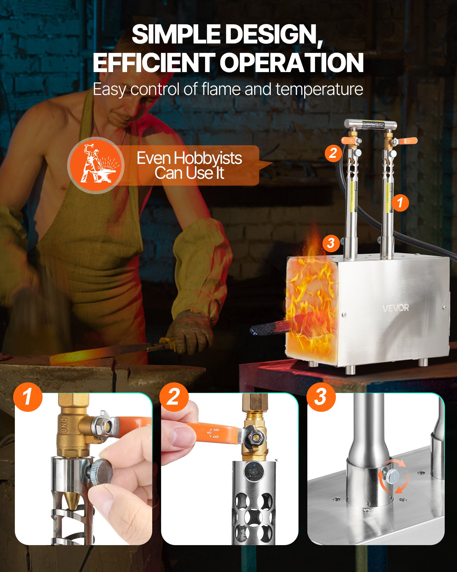 VEVOR Portable Propane Forge, 2 Burners, 2600℉ Tool and Knife Making ...