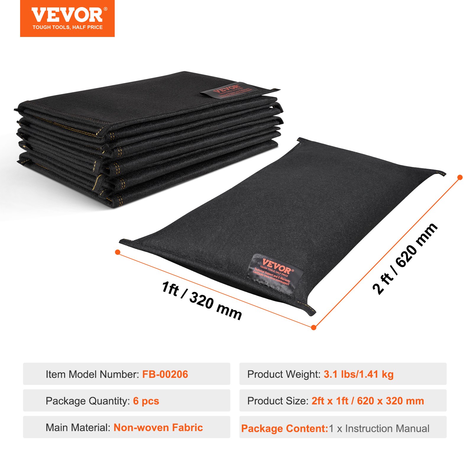 Vevor Flood Barriers Water Flood Dam Bags 6 Pack Water Barriers For Flooding Water Activated 7690