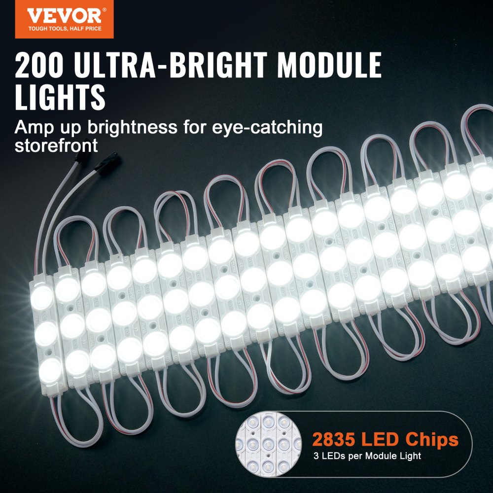 Led Module Light Top View VEVOR 200PCS LED Storefront Lights, 103 ft DC 12V, LED Module Lights ...