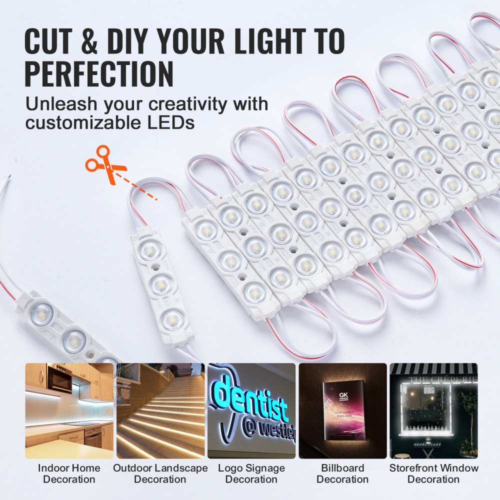 Storefront Led Light VEVOR 200PCS LED Storefront Lights, 103 ft DC 12V, LED Module Lights ...