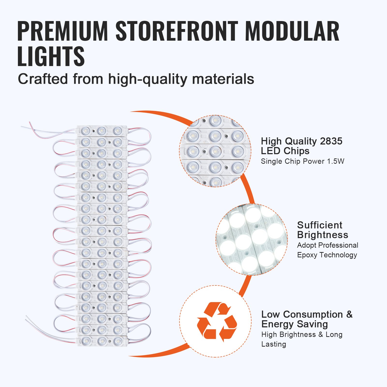 VEVOR 200PCS LED Storefront Lights, 103 ft DC 12V, LED Module Lights ...