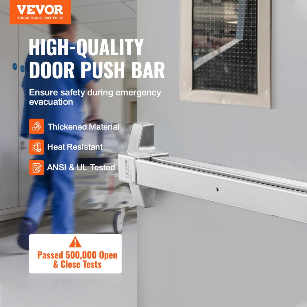 VEVOR Push Bar Door Locks, Carbon Steel Panic Bars for Exit Doors, with ...