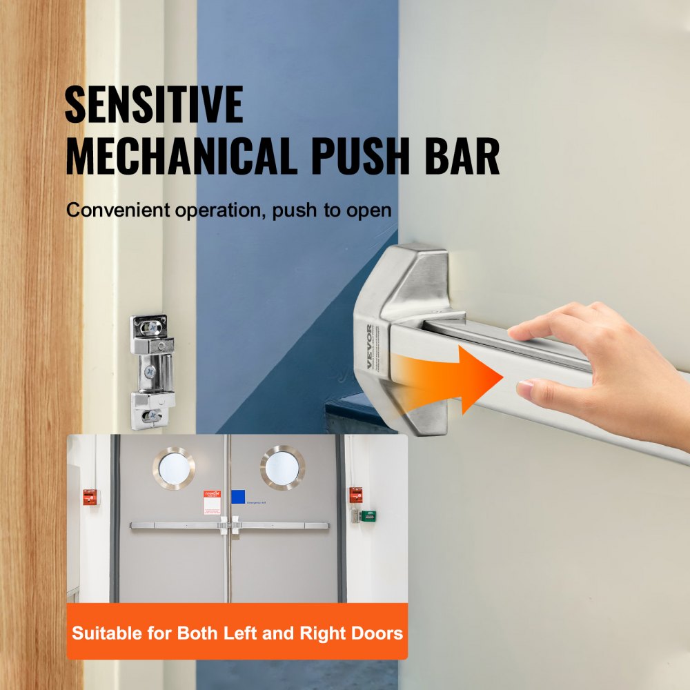 VEVOR Push Bar Door Locks, Stainless Steel Panic Bars for Exit Doors