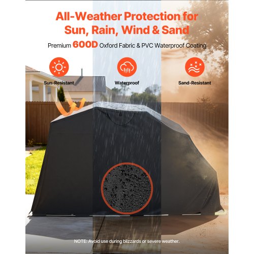 VEVOR Motorcycle Storage Shelter with Security Lock, 600D Oxford