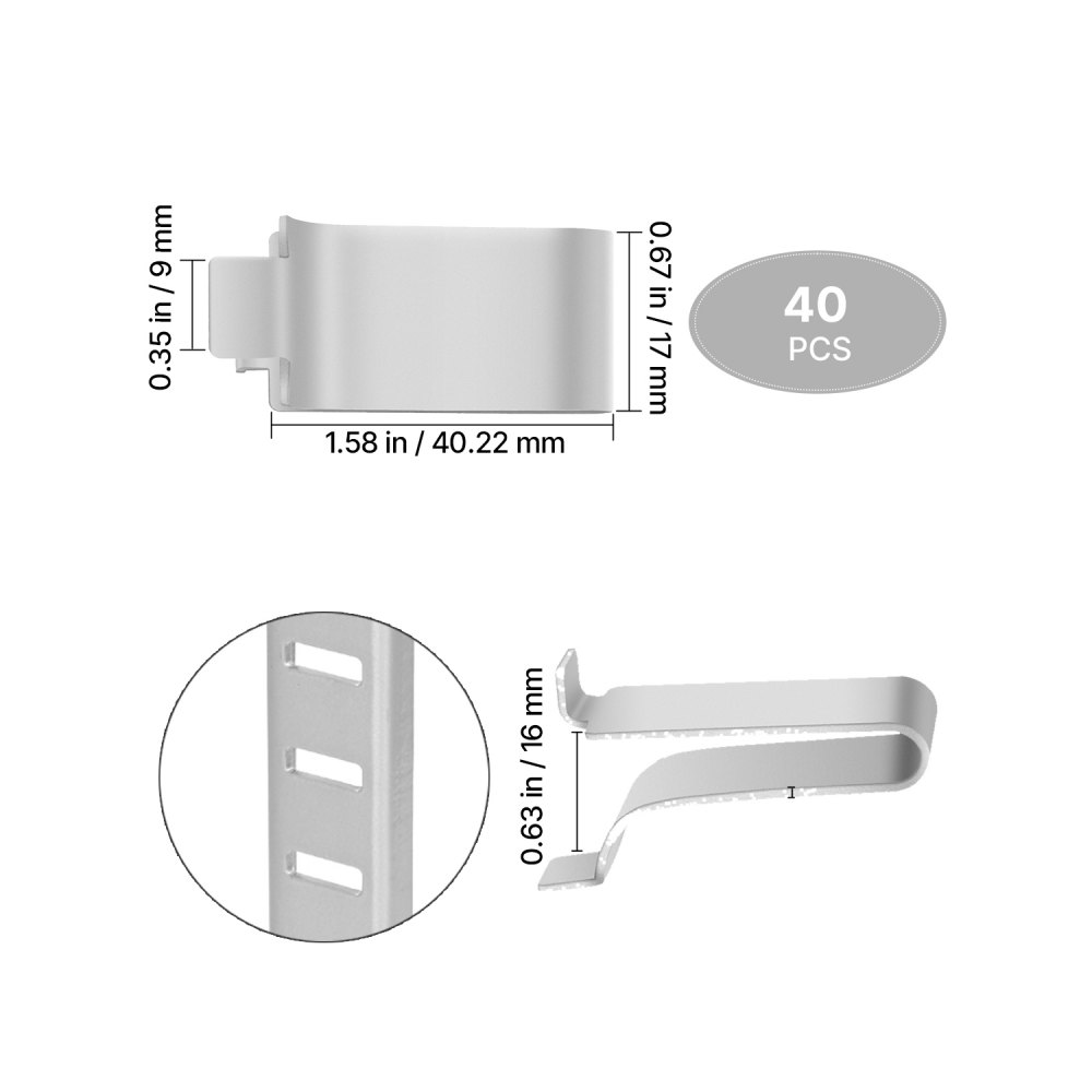 VEVOR Pilaster Shelf Clips - 17 x 22.3 x 40 mm, 40 PCS