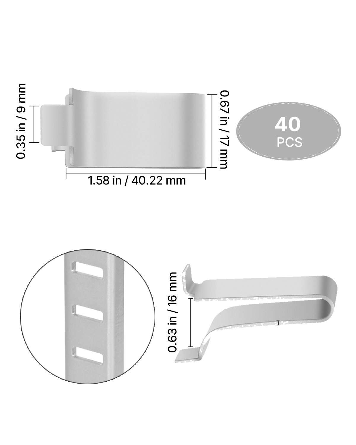 VEVOR Pilaster Shelf Clips - 17 x 22.3 x 40 mm, 40 PCS