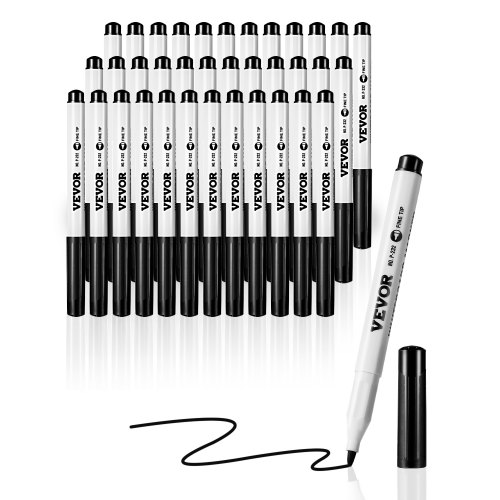 VEVOR Thin Black Whiteboard Markers - 36 Fine Tip, Low Odor