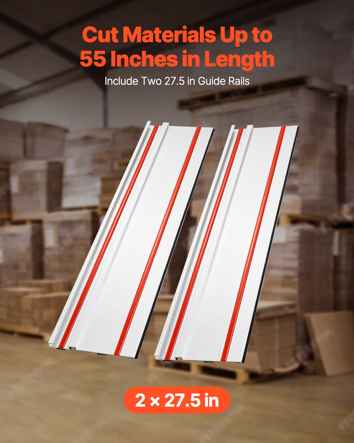 VEVOR Track Saw Guide Rail, 1397 mm(55 in) Cutting Range, Includes 2 ...