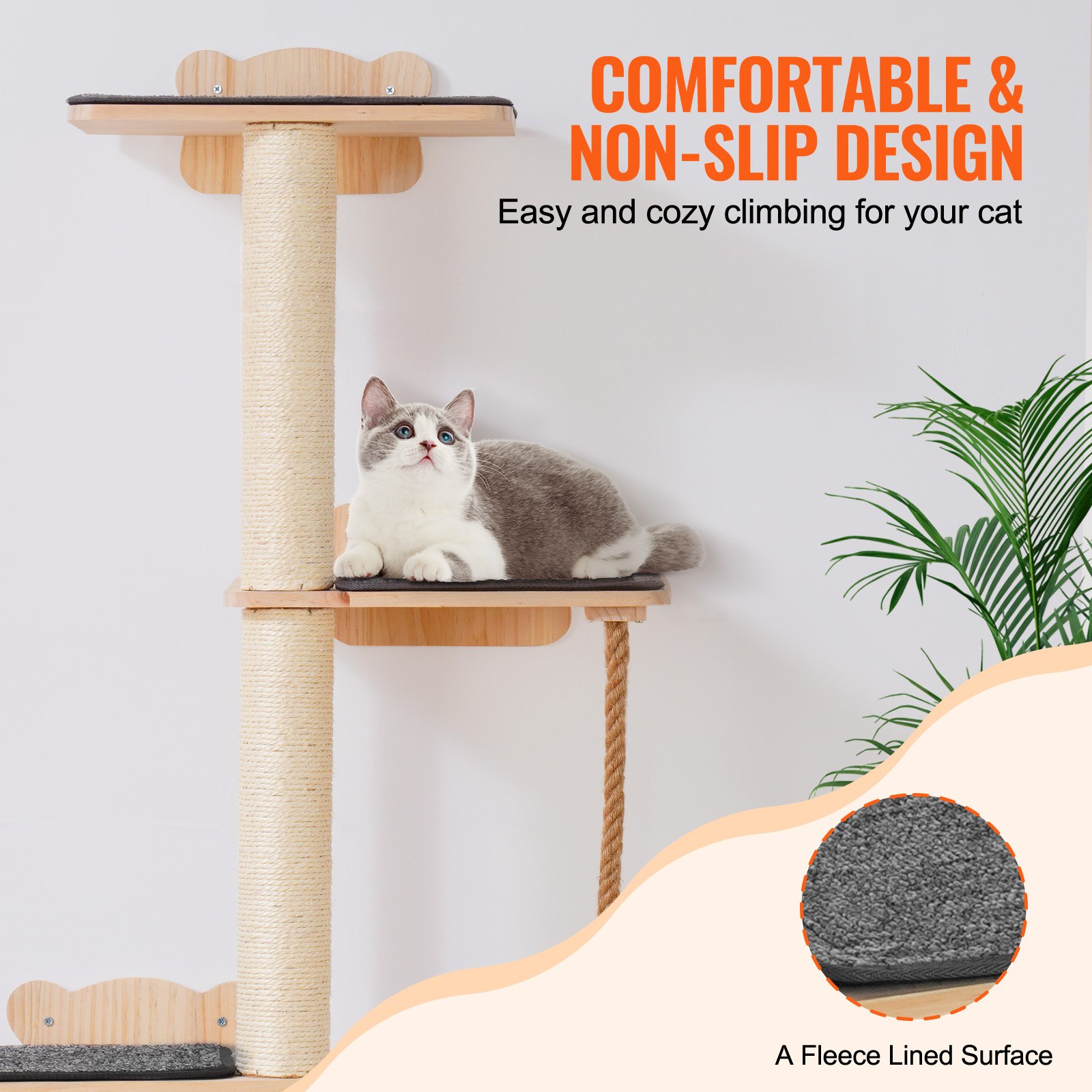 VEVOR 4 Tiers Tall Cat Tree, Cat Wall Furniture Set with 4 Jumping ... - Durable And Sturdy Wall Mounted Cat Shelves