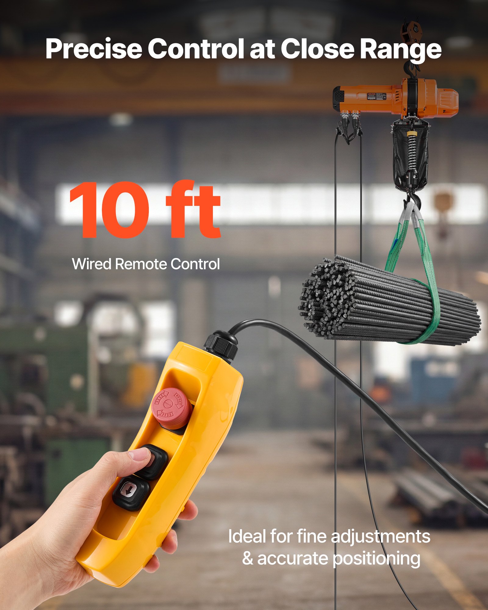 VEVOR 2200 lbs Electric Chain Hoist, 10 ft Lifting Height, 120V Single ...
