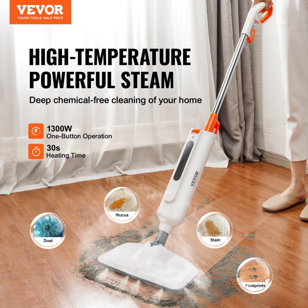 VEVOR Steam Mop, 2in1 Hard Wood Floor Cleaner for Various Hard Floors