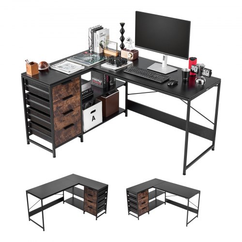 VEVOR L-Shaped Computer Desk, 59-inch Reversible Corner Gaming
