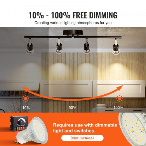 VEVOR 4-Light LED Track Lighting Kit, Ceiling Spot Light VEVOR 4-Light LED Track Lighting Kit, Ceiling Spot Light