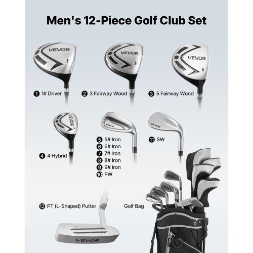 VEVOR Golf Club Set | Durable 12 PC Men's Complete Kit
