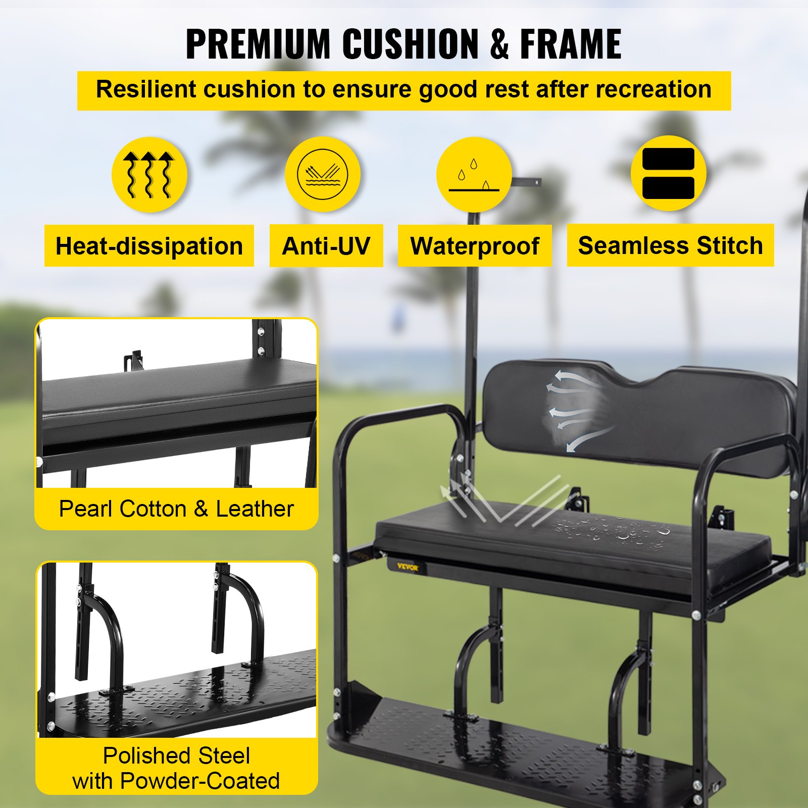 VEVOR Golf Cart Rear Seat, Club Car Rear Seat for Club Car DS 20002013