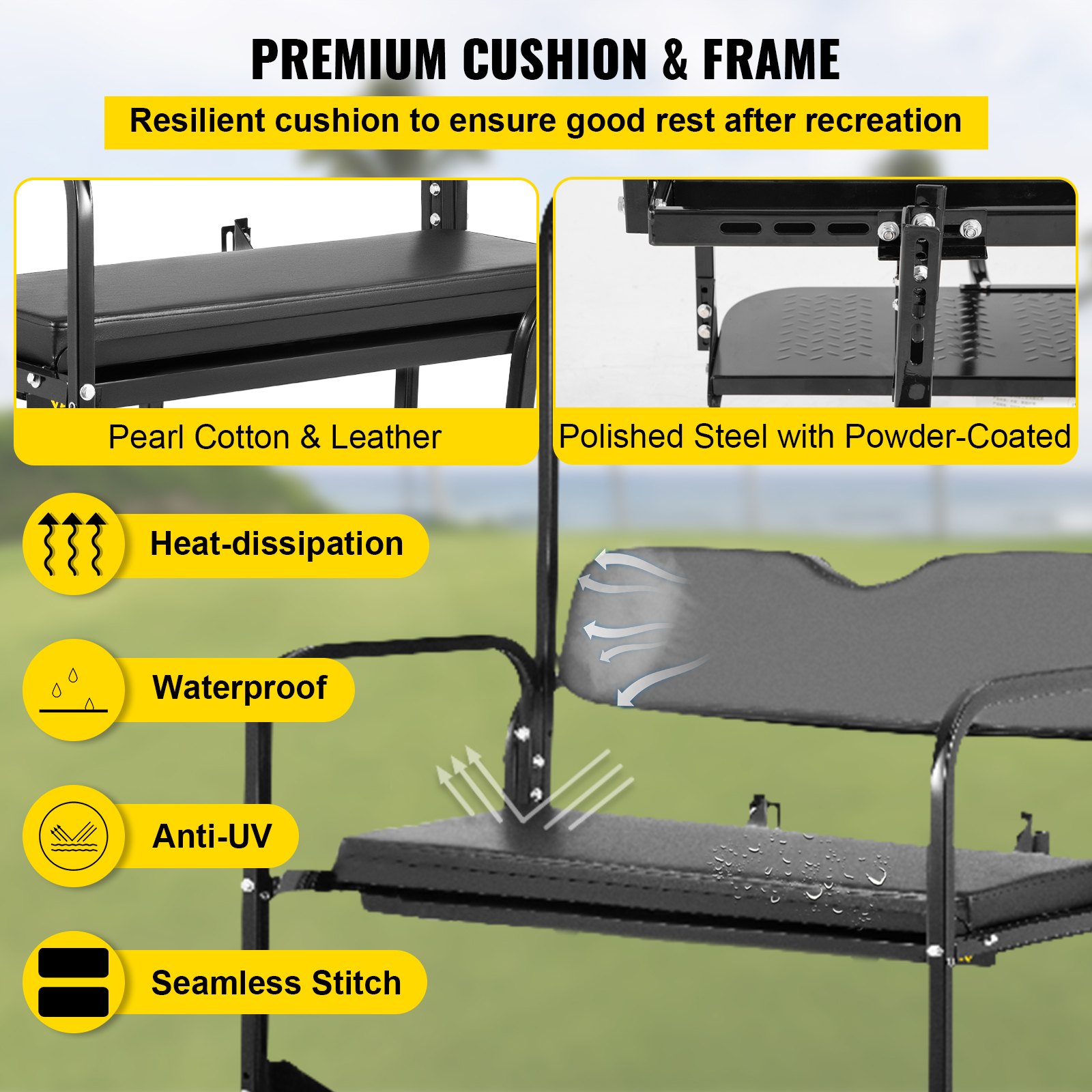 VEVOR Golf Cart Rear Seat, Club Car Rear Seat for Club Car DS 2000.5