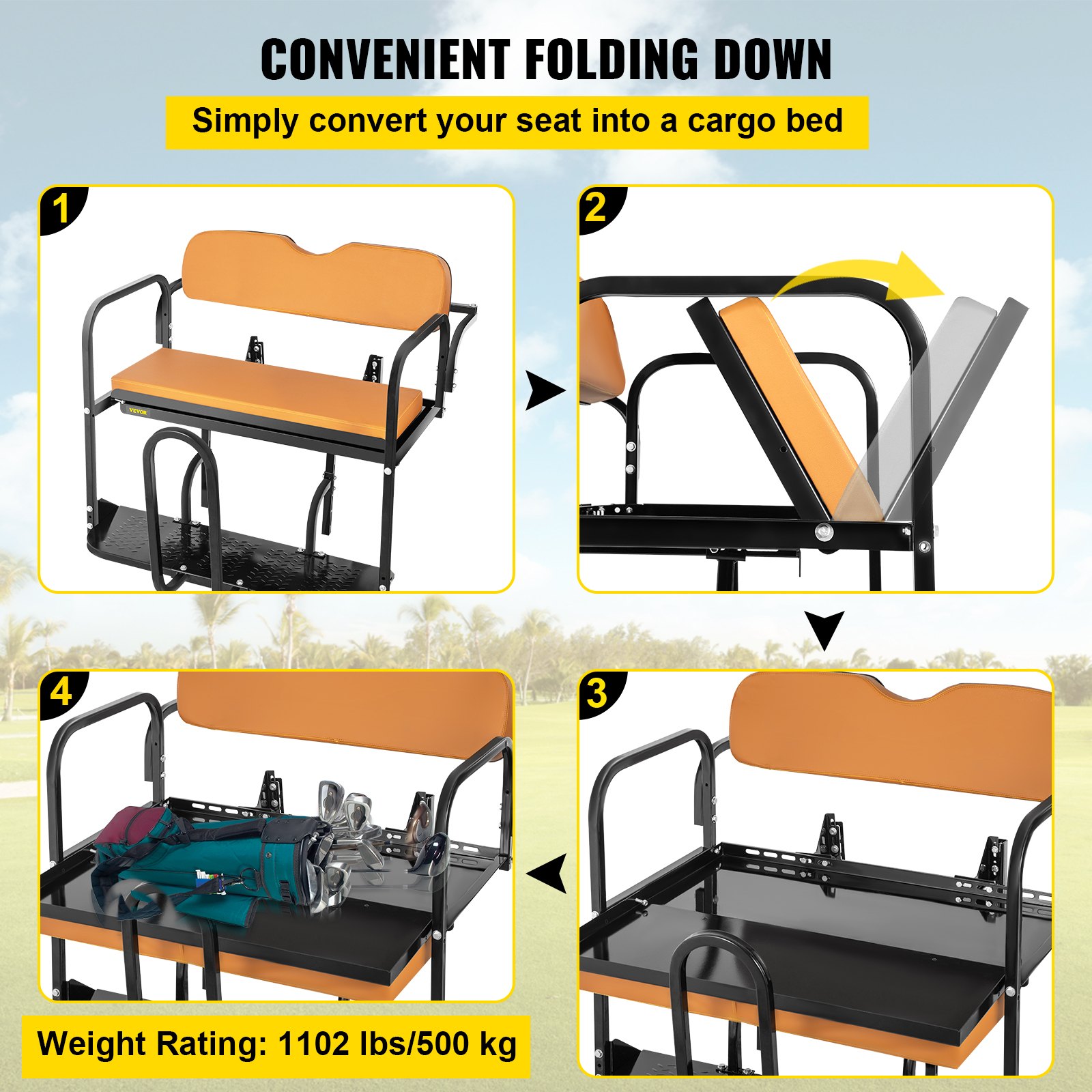 VEVOR Golf Cart Rear Seat, Club Car Rear Seat for Club Car Precedent