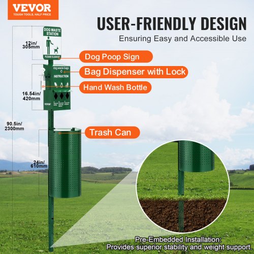 Dog Waste Station with 600 Dog Poop Bags Commercial Park Pet Poop ...