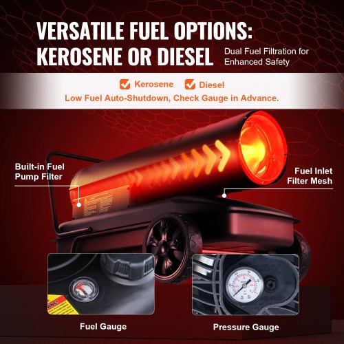 VEVOR Kerosene Forced Air Heater, 215000 BTU Portable VEVOR Kerosene Forced Air Heater, 215000 BTU Portable