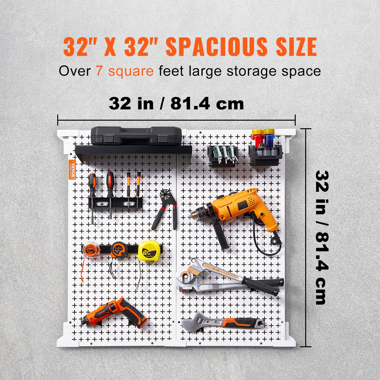 VEVOR Pegboard Wall Organizer 32" x 32", 330LBS Loading Garage Metal ...