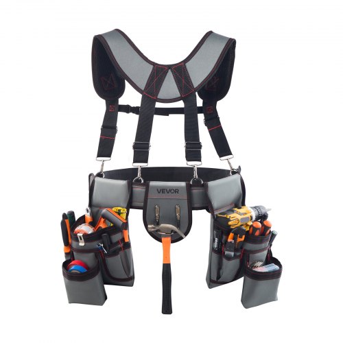 VEVOR Tool Belt, 22 Pockets Tool Pouch with Suspenders for Men