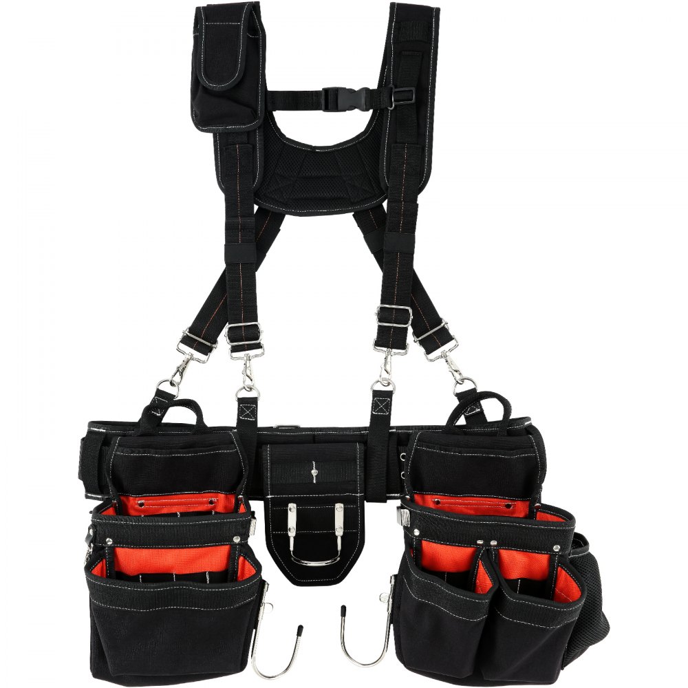 VEVOR Tool Belt with Suspenders, 34 Pockets, 29-54 inches Adjustable ...