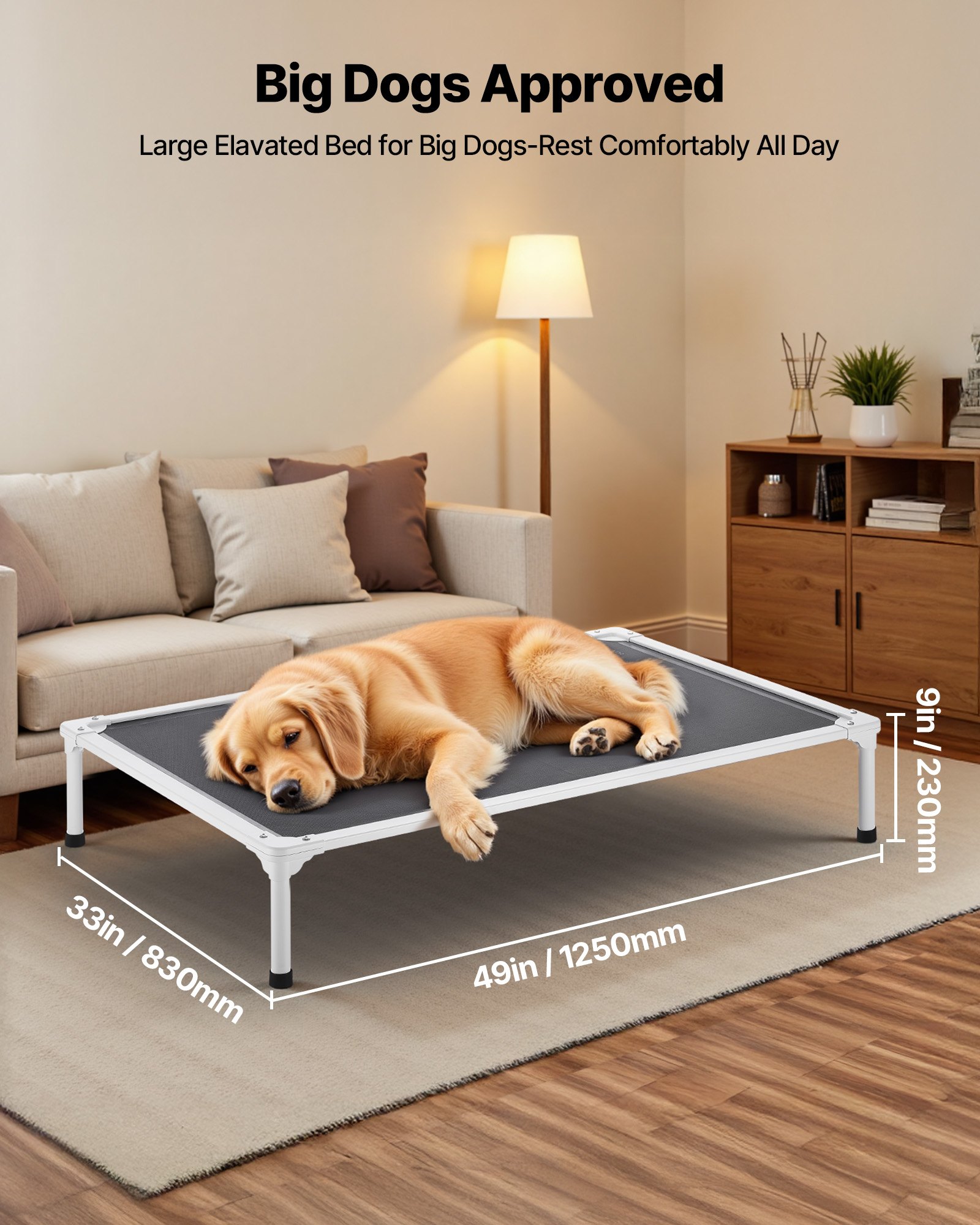 VEVOR Elevated Dog Bed for Large Dogs, Portable Raised Dog Cot with ...
