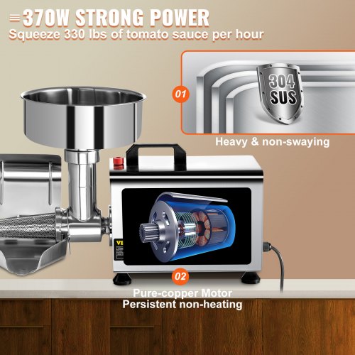 VEVOR 110V Electric Tomato Strainer 370W Commercial Grade VEVOR 110V Electric Tomato Strainer 370W Commercial Grade