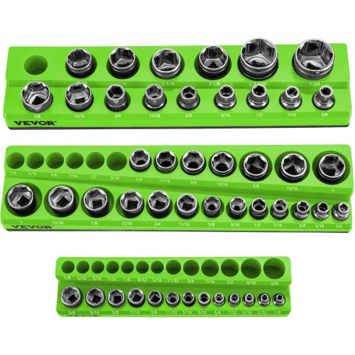 VEVOR 3-Pack SAE Magnetic Socket Organizers, 1/2-inch, 3/8-inch, 1/4 ...